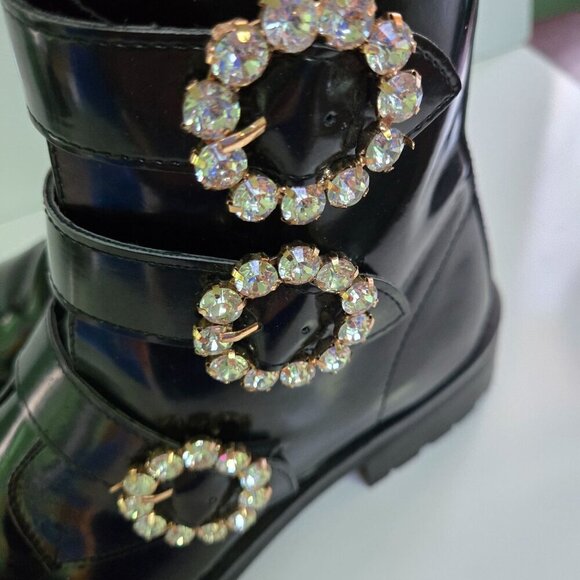 Nanette Nanette Lepore Iggy Fashion Boots Rhinestone Buckles Zip Closure Size 7. - Picture 8 of 10
